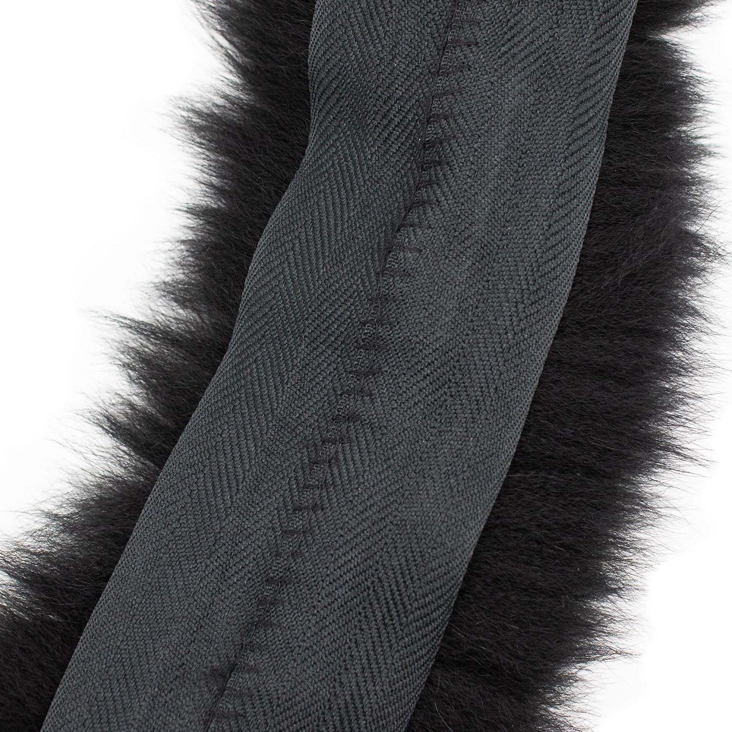 Black Faux Fox Fur Hood Trim Replacement 78cm Sew In Piping Trim for Garment Edging, Coats, Hoods, Cushions & Soft Furnishings 11cmW