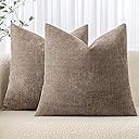 MIULEE Pack of 2 Decorative Throw Pillow Covers Soft Chenille Throw Pillows Solid Neutral Farmhouse Textured Cushion Covers for Couch Sofa Bedroom Living Room 20x20 Inch, Taupe Grey
