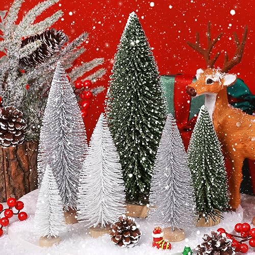 Miniatura 7 de 6 piezas de mini árboles de Navidad, decoración de Navidad artificial, mini botella de árbol de Navidad, árboles de decoración de Navidad con 4