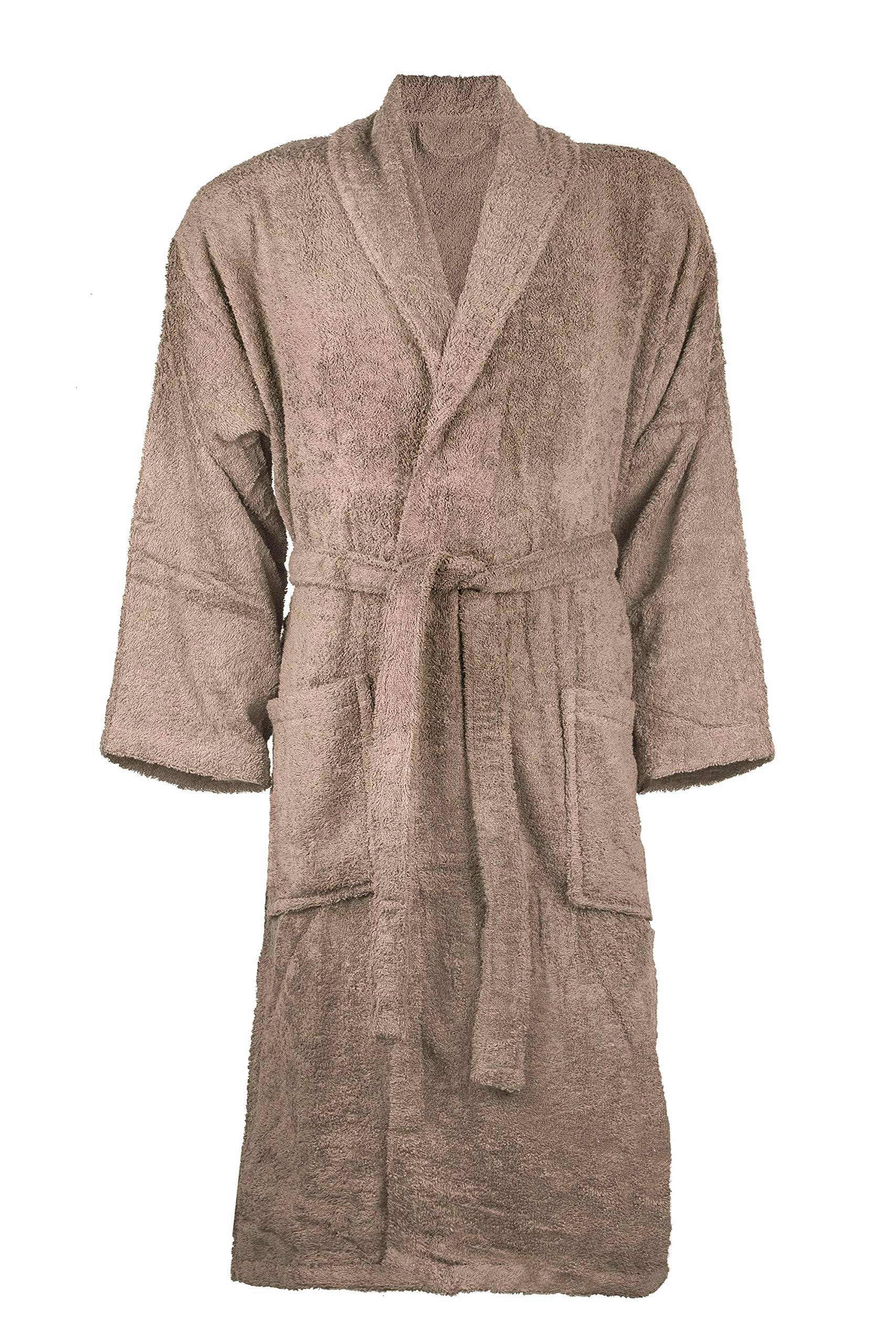 LushhShawl Bathrobe for Women and Men Terry Bathrobe - Spa Hotel Bath Robe -Highly Absorbent, Lightweight with Pockets – Unisex, Beige (L/XL)
