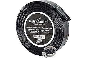 U.S. Pool 2" x 100' Black Rhino Backwash Drainage Hose with Clamp