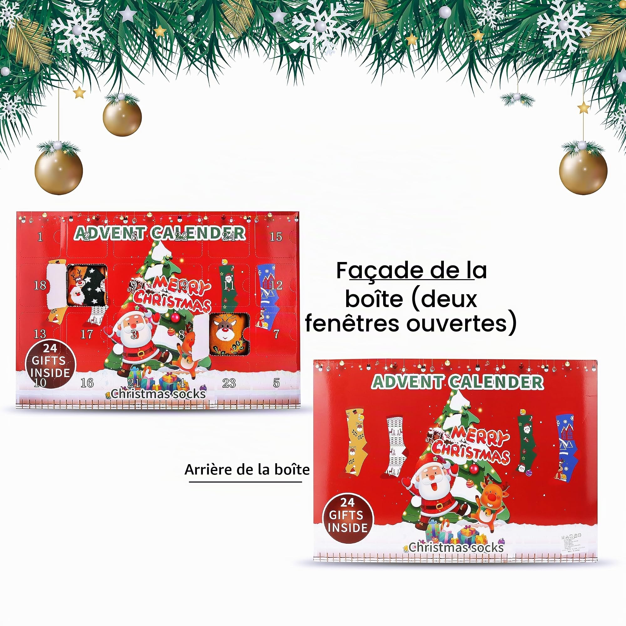 Jeasona Calendrier De l'Avent Homme/Femme 2026 12 Paires Chaussettes Noel 39-46 Calendrier De l Avent Adulte