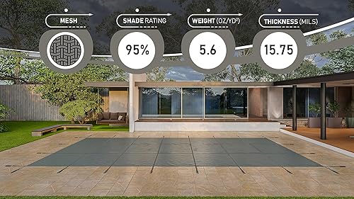 Vista 139 de WaterWarden Cubierta de seguridad sólida para alberca enterrada, cumple F1346 de la ASTM según UL, triple costura, con accesorios, 16 x 40 pies