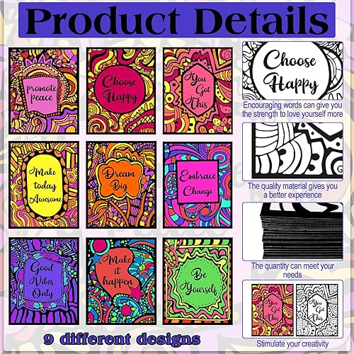 Miniatura 3 de Yeaqee Póster de terciopelo mullido para colorear de 8 x 10 pulgadas, póster con citas inspiradoras, póster de terciopelo positivo, ideal para