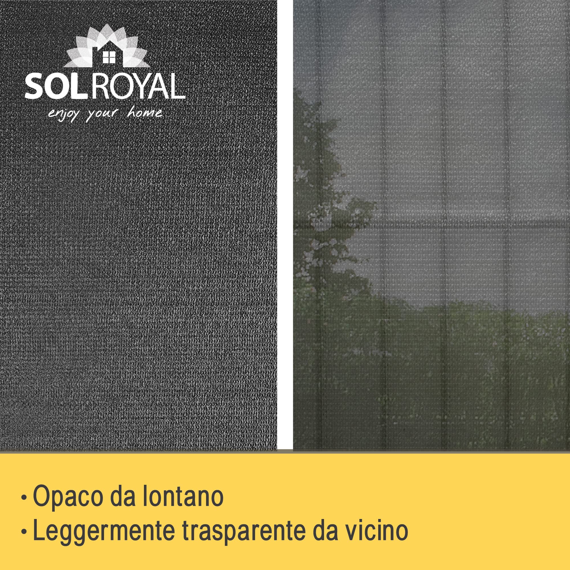 Sol Royal Telo ombreggiante Rete frangivento frangivista Tessuto HDPE serra | 5000x100cm Antracite con Fascette per Serra Giardino e Balcone Recinzione protezione copertura SG80
