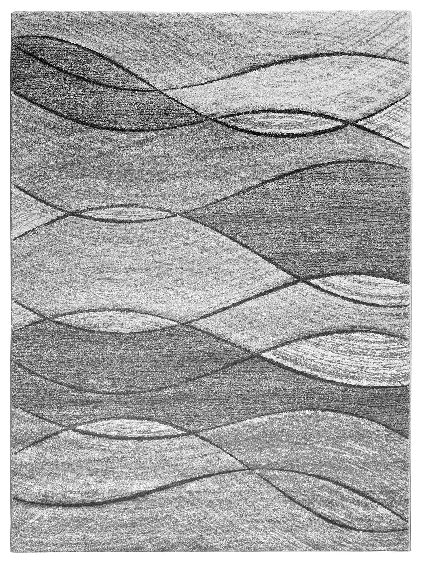 SrS Rugs® Impulse - Area Rug for Living Room, Bedroom, Hallway Runner Rug - Abstract Geometric Design - Provides Home with Comfort and Warmth (Grey, 67cm x 120cm) — image 1