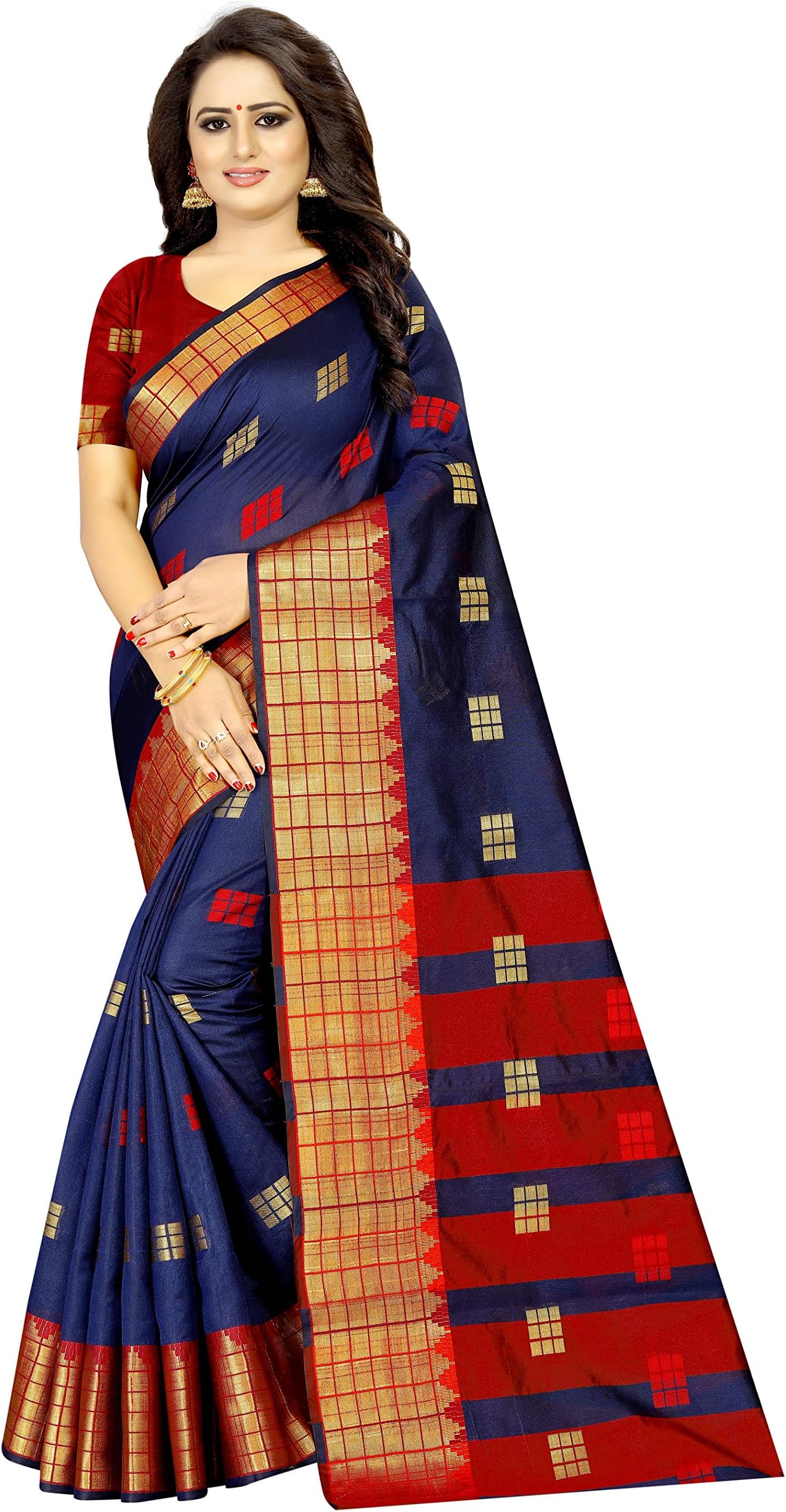 SATYAM WEAVESwomen's ethnic wear jacquard banarasi cotton silk saree. (Paakhi)