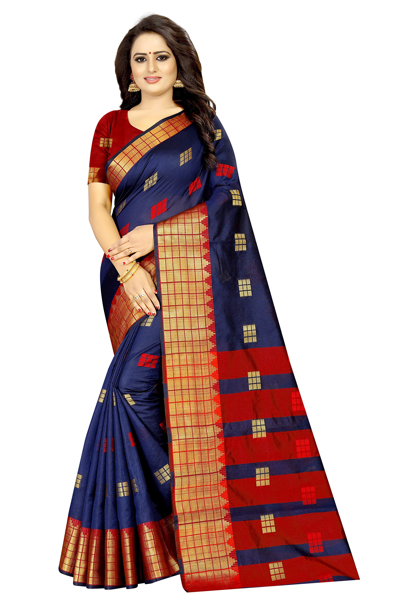 SATYAM WEAVESwomen's ethnic wear jacquard banarasi cotton silk saree. (Paakhi)