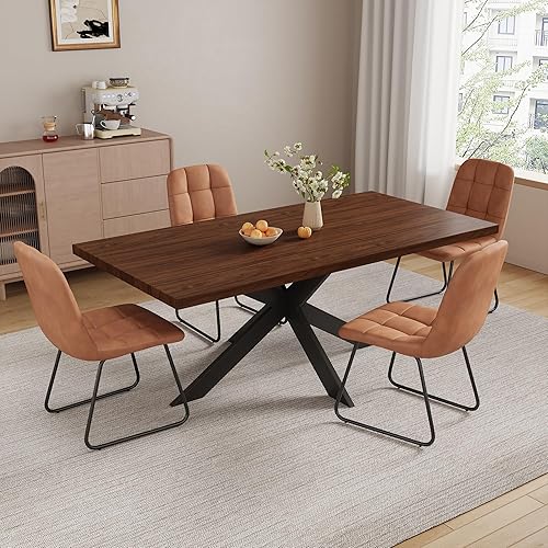 Miniatura 34 de ZckyCine Juego de mesa de comedor extensible de 6 piezas, moderna mesa de madera gris de 63 a 79 pulgadas con 6 sillas de tela gris, mesa de comedor