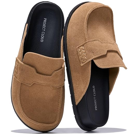 Project Cloud 100% Genuine Leather Slip-On Womens Clogs Mules for Women