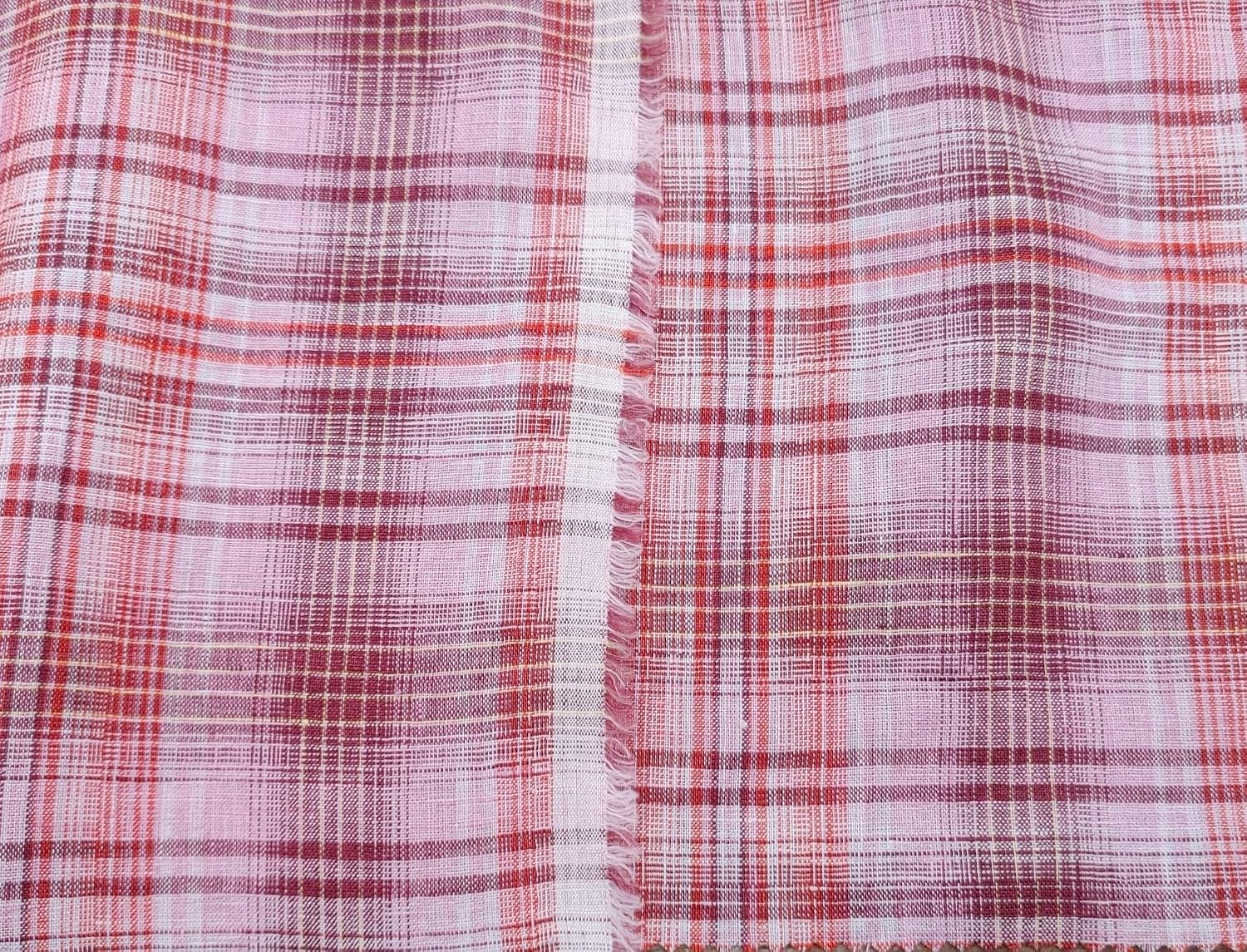 100% Linen Light Weight Madras Plaid Fabric 7608 7609 Blue(Dark)