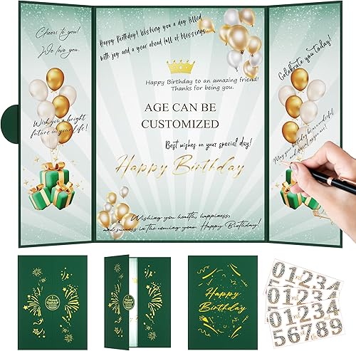 Decoraciones verdes de fiesta de cumpleaños del 1 al 99  cumpleaños de 18 x 12 pulgadas para hombres y mujeres, adecuado para regalos de cumpleaños