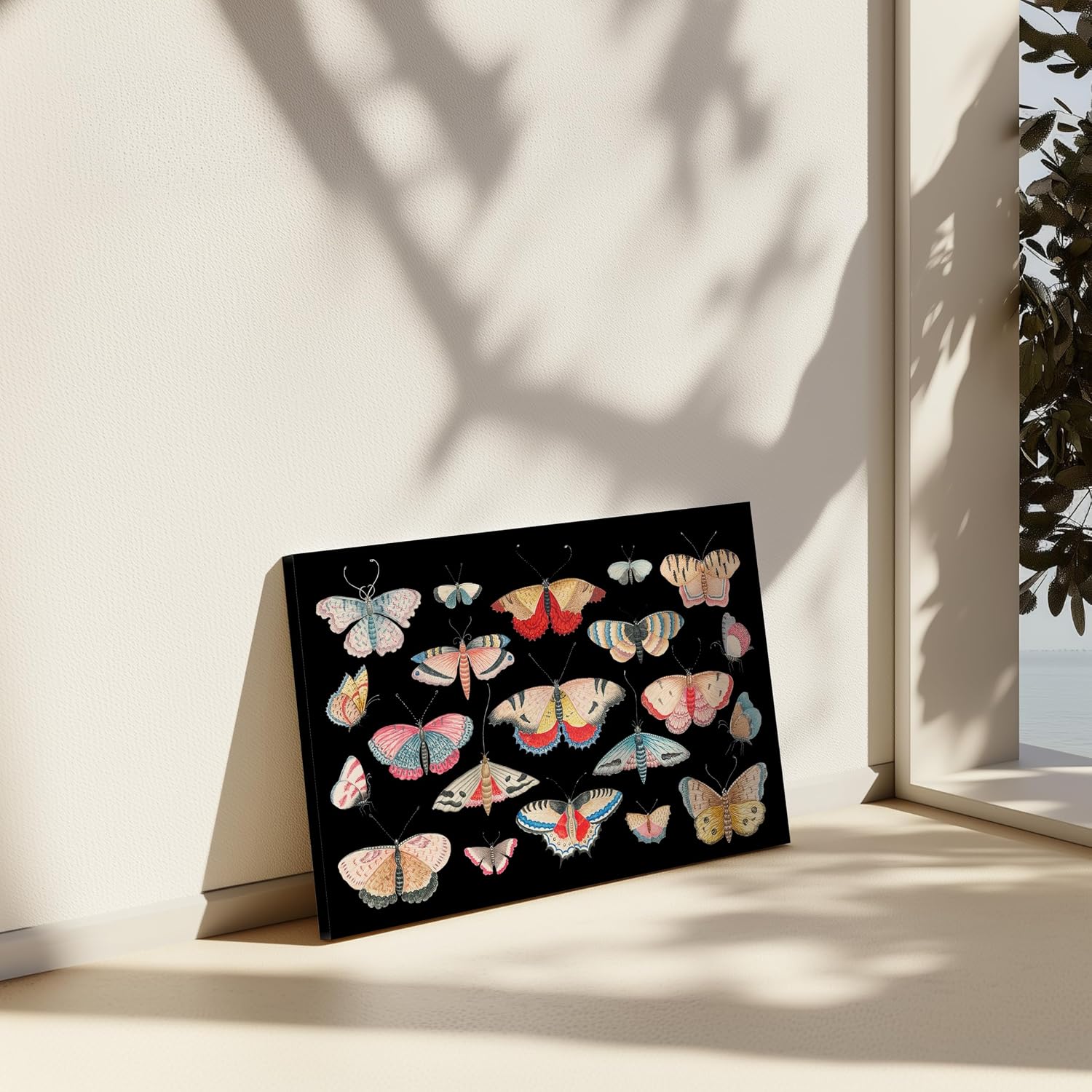 Poster Master Vintage Butterfly Canvas - Retro Butterfly Collage Print - Insect & Moth Art - Gift for Men, Women - Chic Wall Decor for Bedroom, Kid's Room, Living Room - 8x10 STRETCHED Canvas