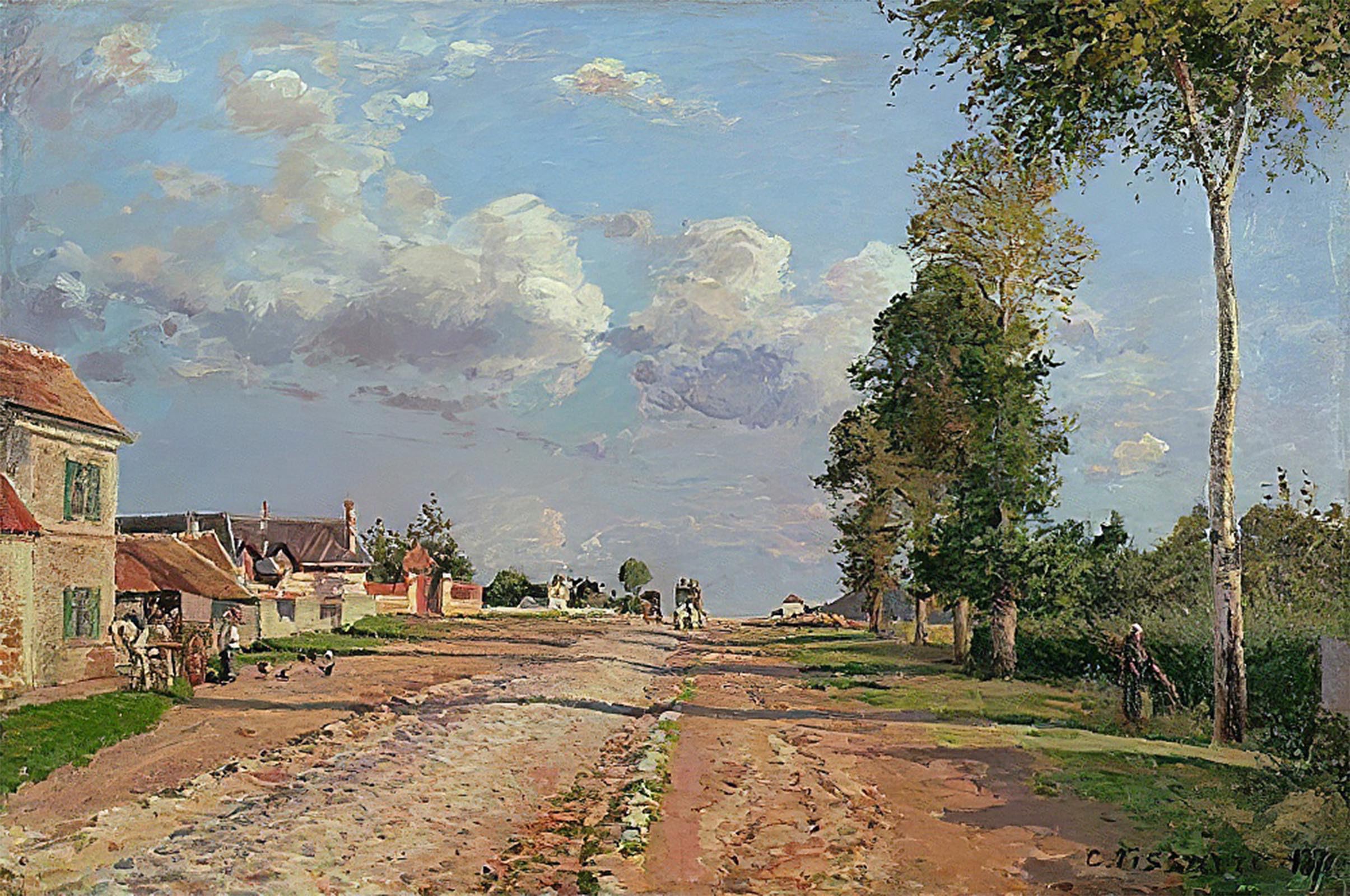 SERENDIPITP Vintage Picture Print on Canvas Wall Art Poster Route De Versailles Rocquencourt by Camille Jacob Pissarro Artwork Print Poster for Wall Decor 60x90cm
