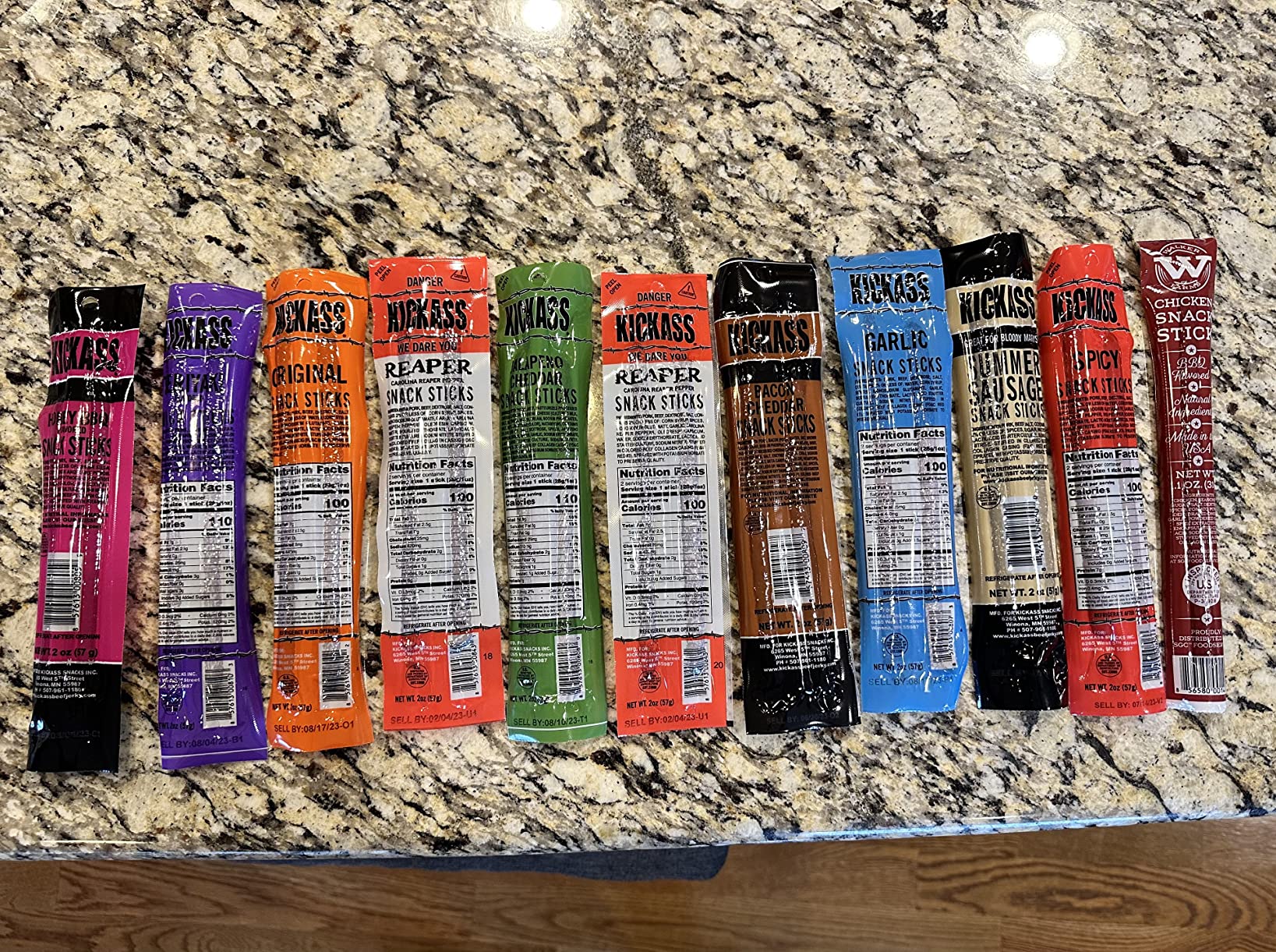 Kickass Beef Jerky Gift Baskets for Men Mega Snack Pack 9 Flavors of Meat Sticks