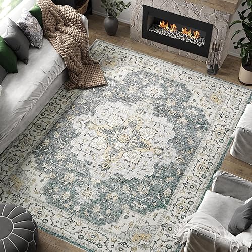 Miniatura 96 de jinchan Alfombra de Área 2x3 pies Alfombra Vintage de Entrada Lavable Bohemia Tapete Interior para Puerta Medallón Floral Tapete Pequeño para Puerta