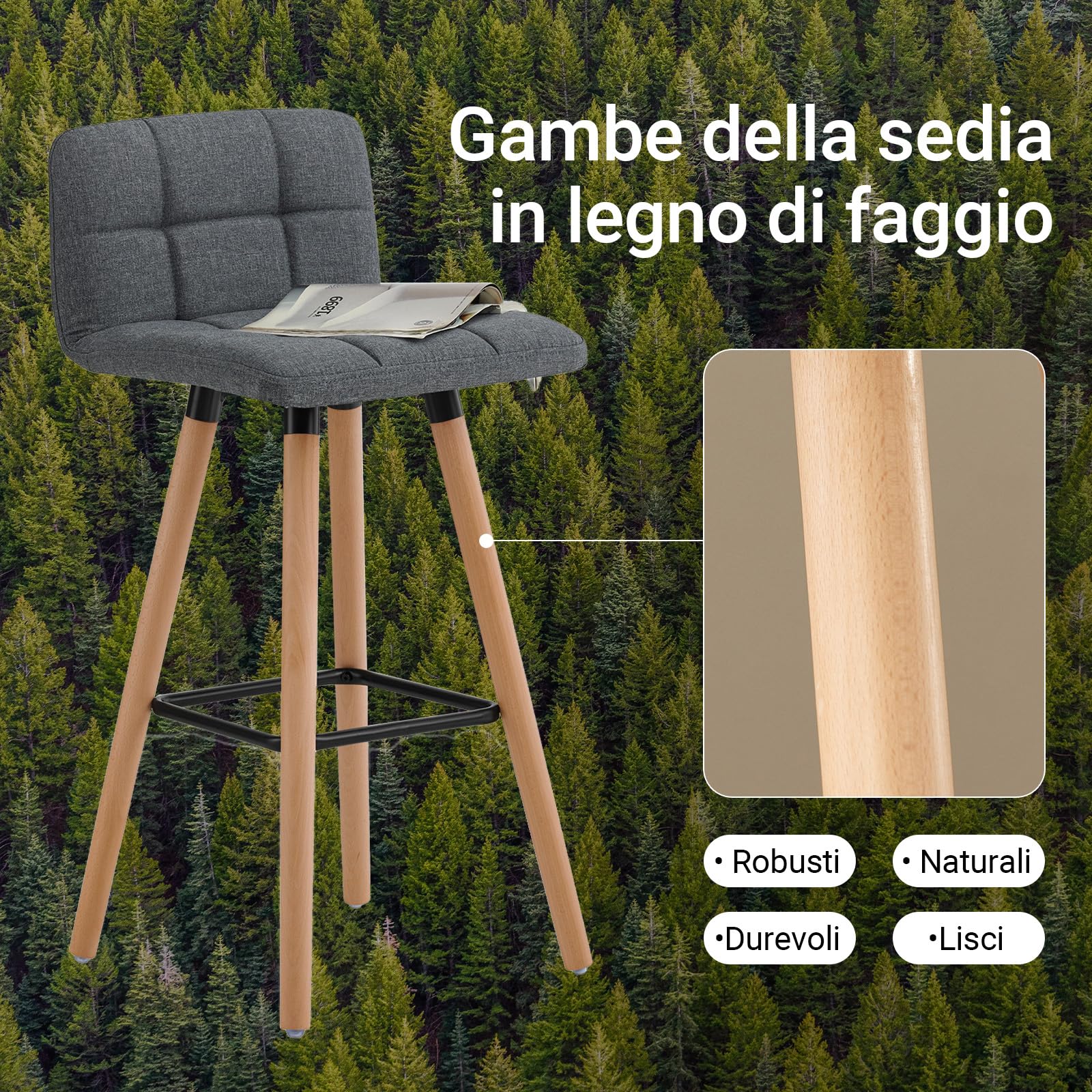 SoBuy 2 Sgabelli alti da Bar, seduta curva imbottita h 68cm, 44x92x44cm