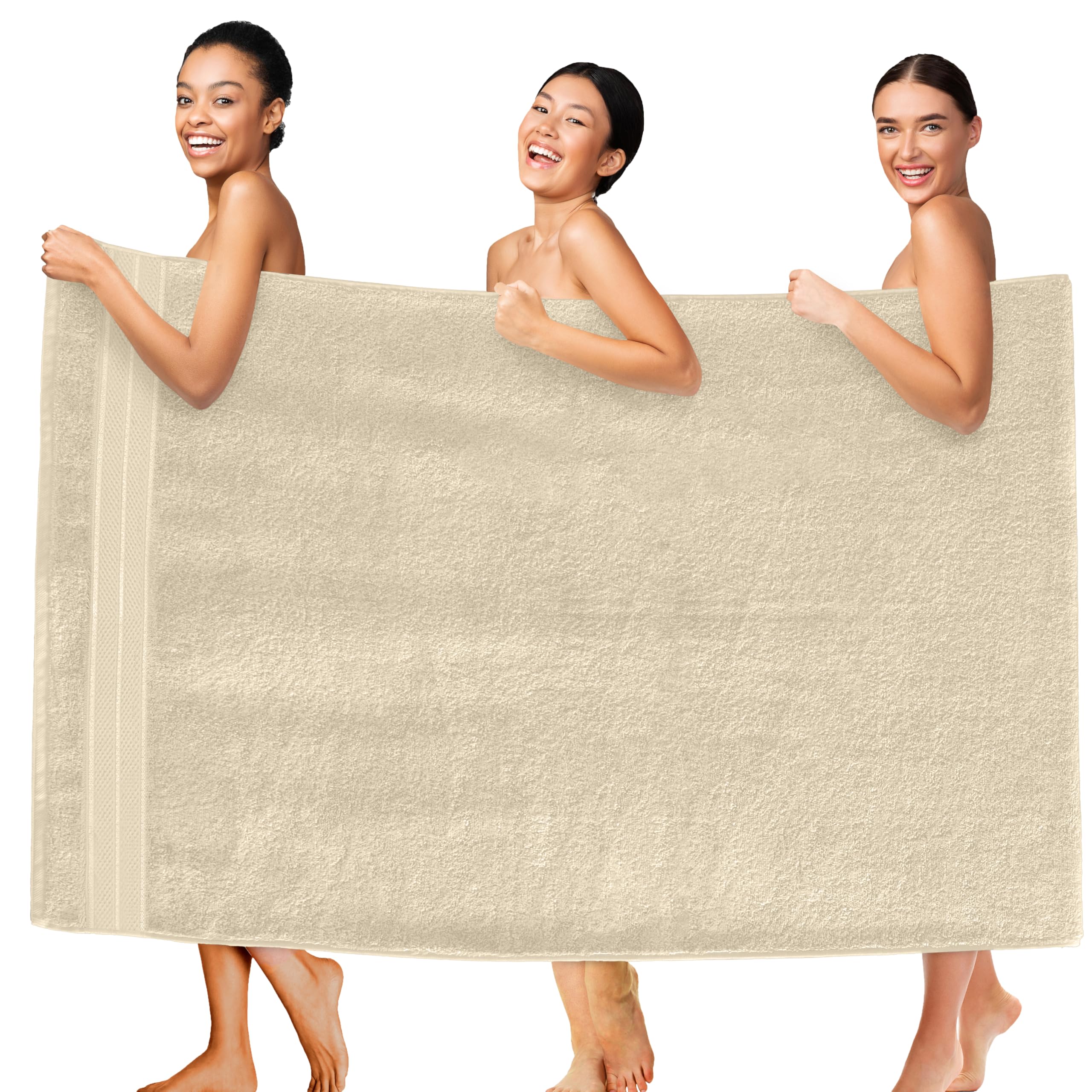 Elegant Comfort Three Line Popcorn Extra Large Luxury Bath Towel - 40" x 80" inch, Premium Hotel Spa Quality 1 Piece Oversized Bath Sheet 100% Turkish Cotton Super Soft Highly Absorbent, Ivory