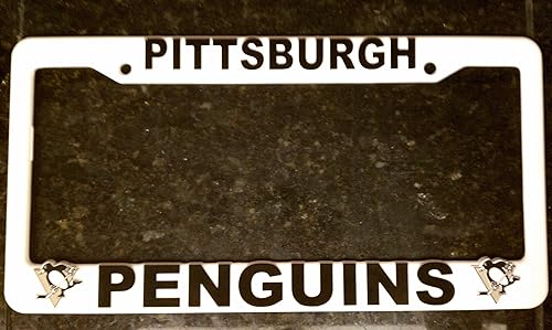 Rico NHL Penguins Pittsburgh - Marco de plástico (blanco) Accesorios automotrices para fanáticos deportivos, multicolor, talla única