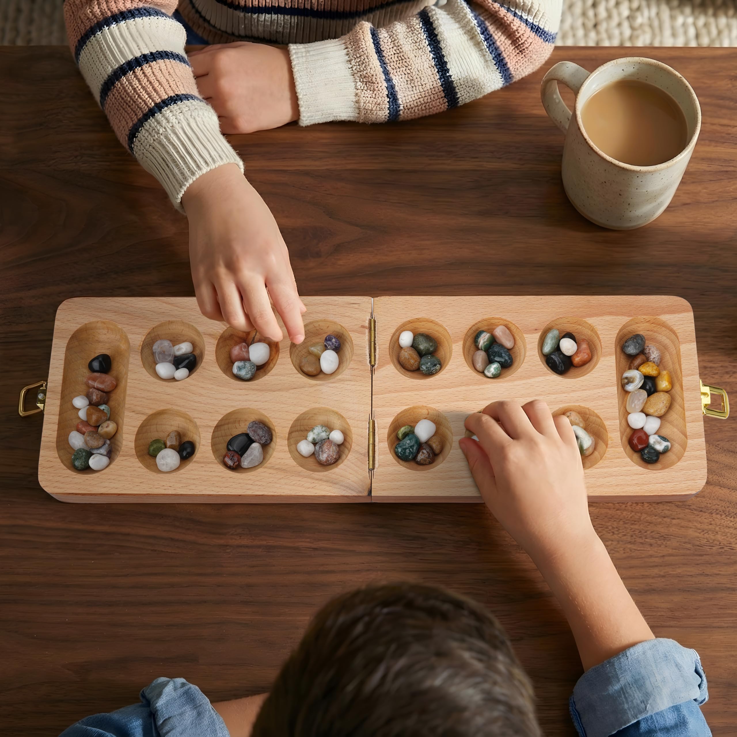 Kulture Games Gioco Da Tavolo 2 In 1 In Legno: Mancala E Tris (Tic Tac Toe) - Pieghevole, Portatile, Per Bambini E Adulti - 4