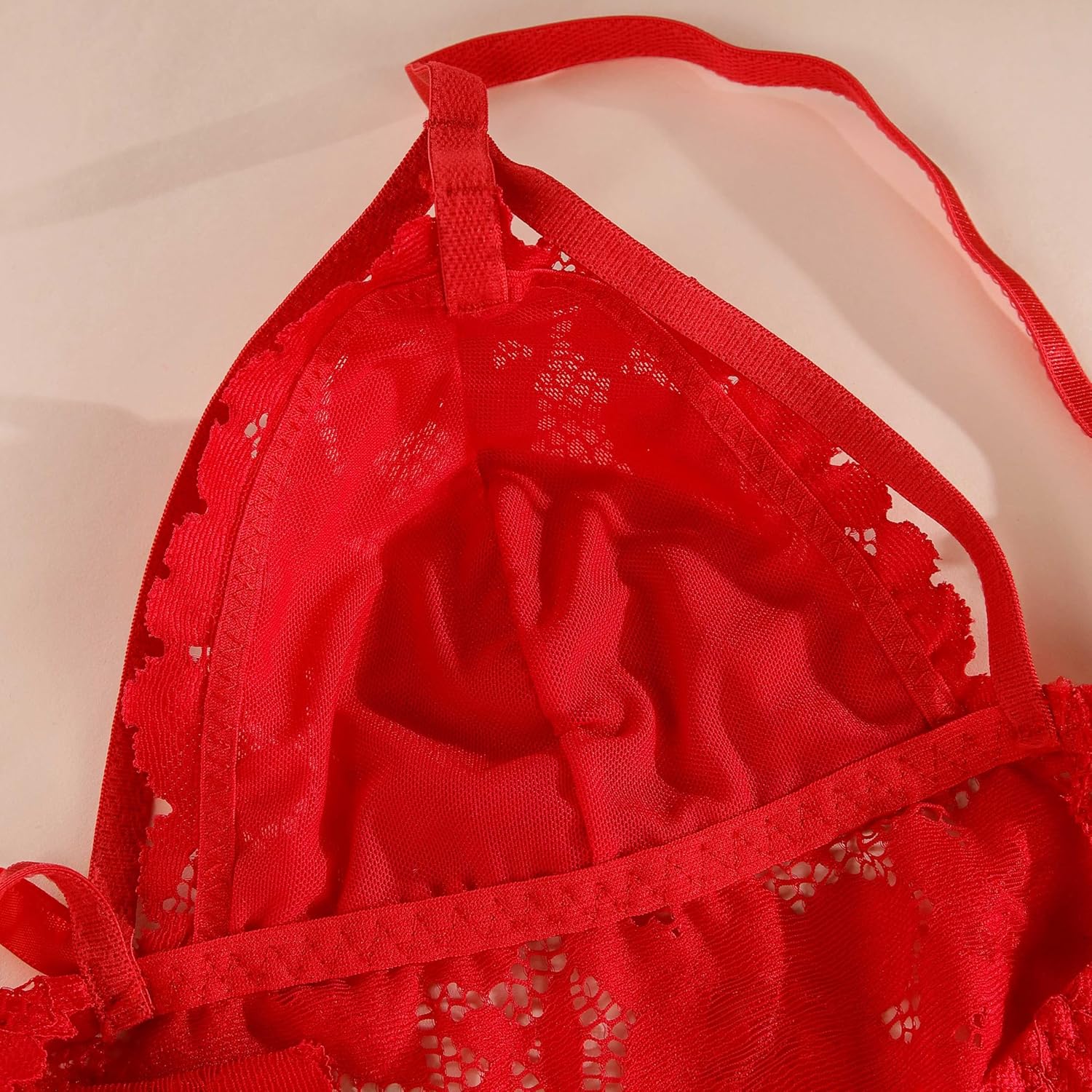 Womens Lace Bra No Underwire Unlined Plunge Bandage Bowknot Bralettes - Image 6