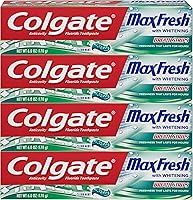 Colgate Max Fresh Whitening Toothpaste with Breath Strips, 6 Oz, Limited Edition, Clean mint, 24 Ounce (Pack of 4)