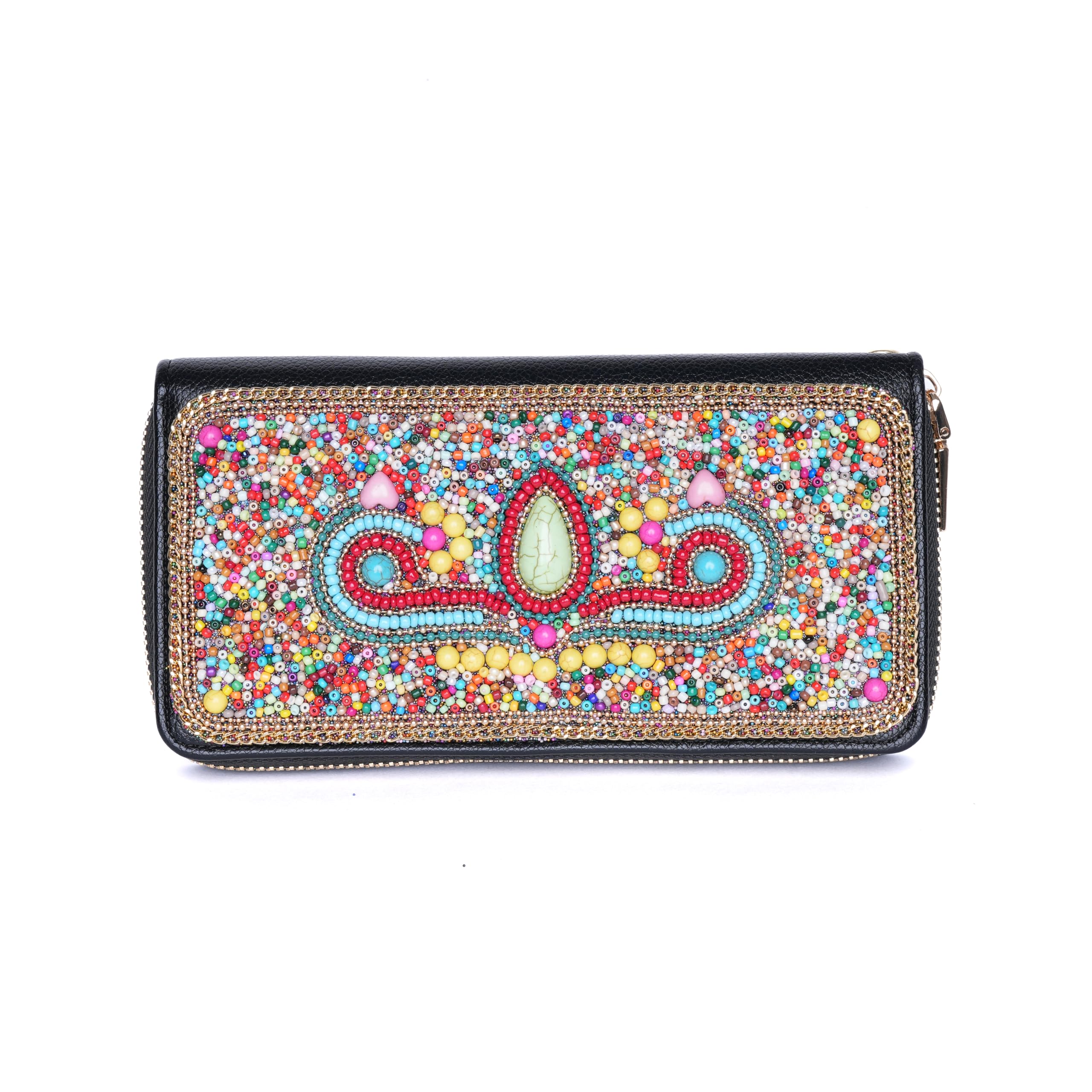 santorini EthnoBead Luxe Wallet | Clutch Wallet with 3 Compartments, Card Slots, Wrist Strap & Daily Use Wallet for Women & Girls (Royal Crown)-picture-12