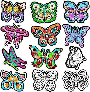Color Your Own Velvet Butterflies - 12 Pack - Beautiful Arts and Crafts Coloring Fun for All Ages - Decorate Your Room, Color with Friends, Party Favors and Activities All Unique Designs