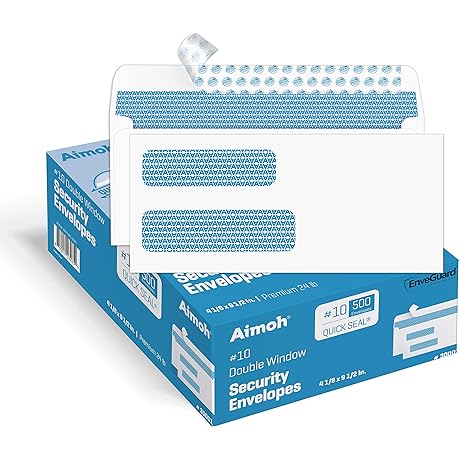 500#10 Double Window SELF Seal Security Envelopes