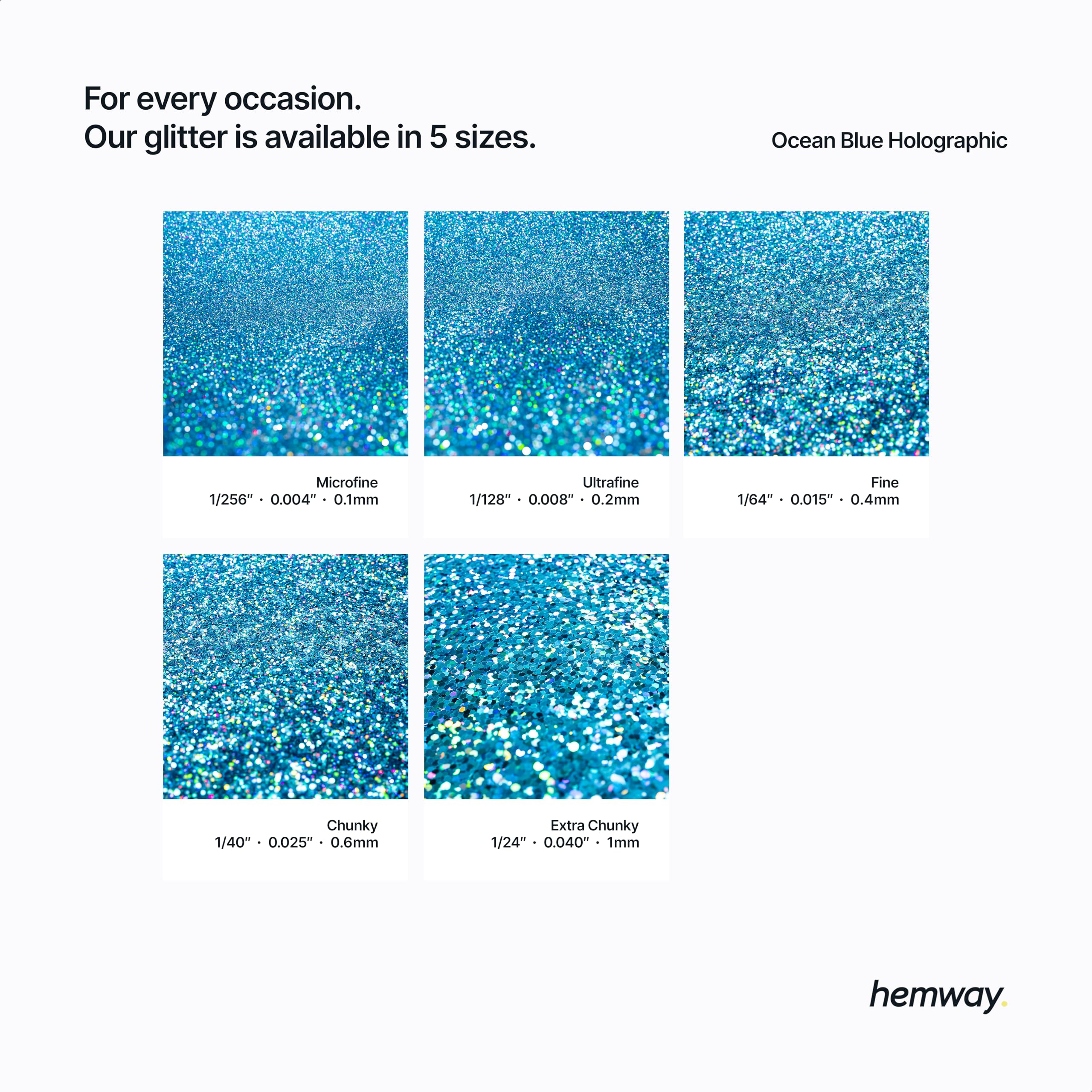Hemway Ocean Blue Glitter Holographic peinture additif Microfin 1/256" 0.1mm pour l'émulsion Peintures à l'eau - Intérieur et Extérieur Mur, Plafond, bois, vernis, Matt, Gloss- 100 g / 3,5 oz