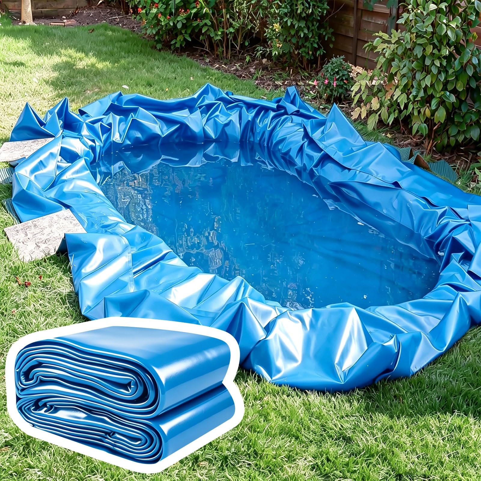 Luyckfrazy 1×8m,2×6m,4×8m,6×9m,Revestimiento para estanques,láminas de Polietileno de Alta Densidad,Membrana Impermeable Duradera para estanques al Aire Libre,acuaponia,paisajismo,fácil Corte(6x8m)
