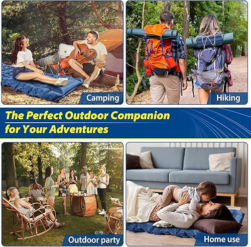 Miniatura 3 de Colchón de campamento, colchoneta de dormir de camping para camping, alfombrilla de campamento ultraligera con almohada bomba de pie incorporada,