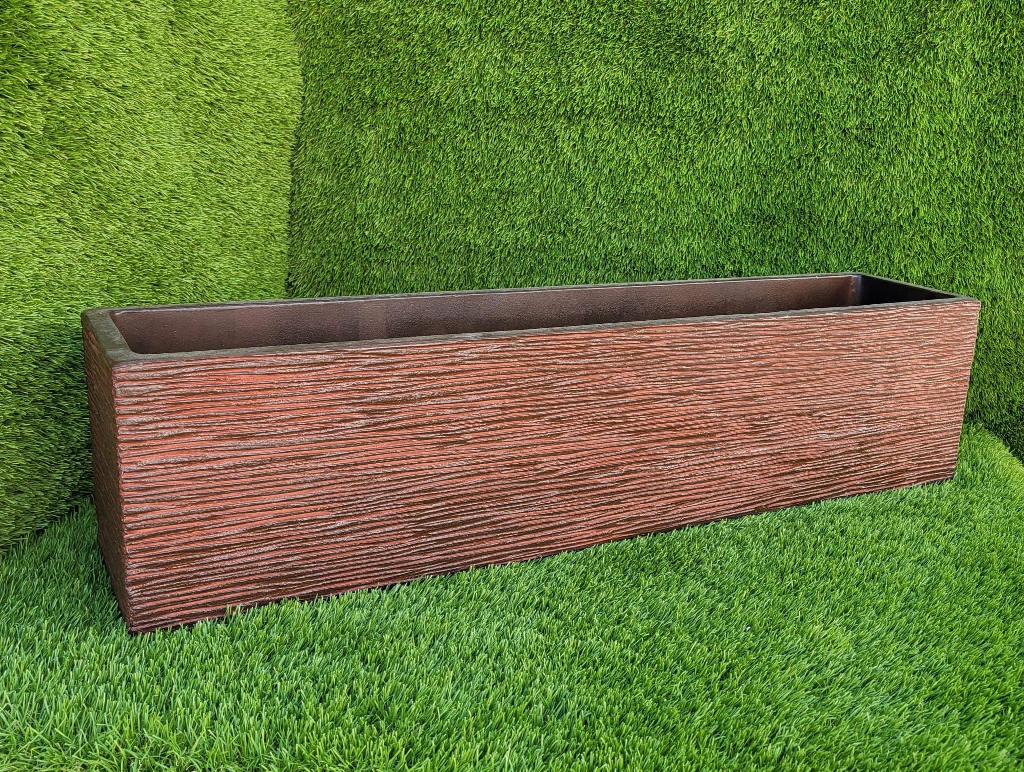 AnaParra Jardinera de Piedra para Exterior Futura 60X17X19cm. Arlequin Óxido | Peso: 15Kg. | 11 l.