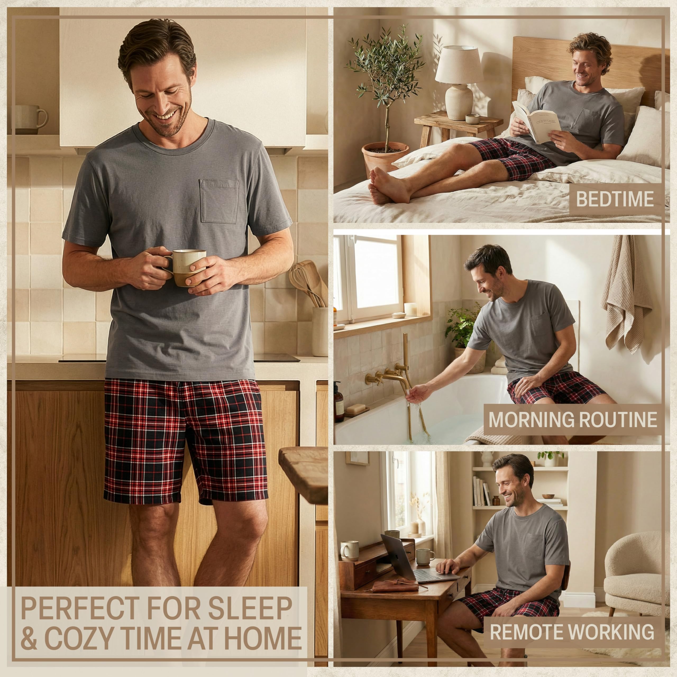 Get Trend Pigiama Uomo Corto Cotone Leggero, M-5XL, Completo Estivo 2 Pezzi con Maglietta Manica Corta e Pantaloncini, Regali per Lui