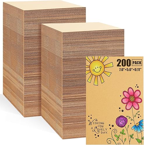 Miniatura 1 de Paquete de 200 hojas de cartón corrugado de 5 x 7 pulgadas, 18 pulgadas de grosor, almohadillas de cartón plano para embalaje, correo, envío,