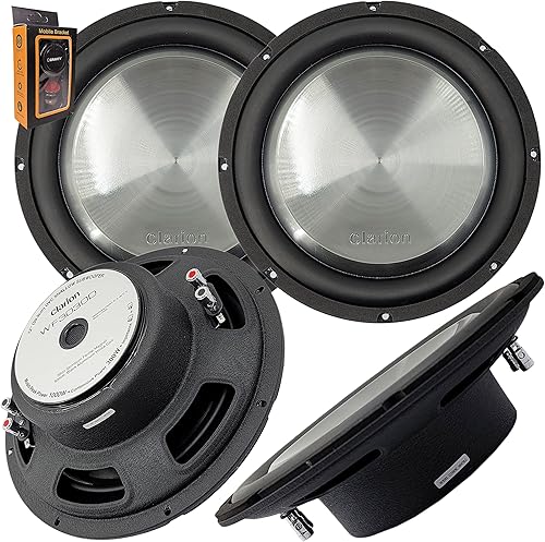 Par de subwoofer Clarion WF3030D de 1000 vatios de potencia máxima de 12 pulgadas, bobina de voz dual de 4 ohmios de montaje superficial con (un)