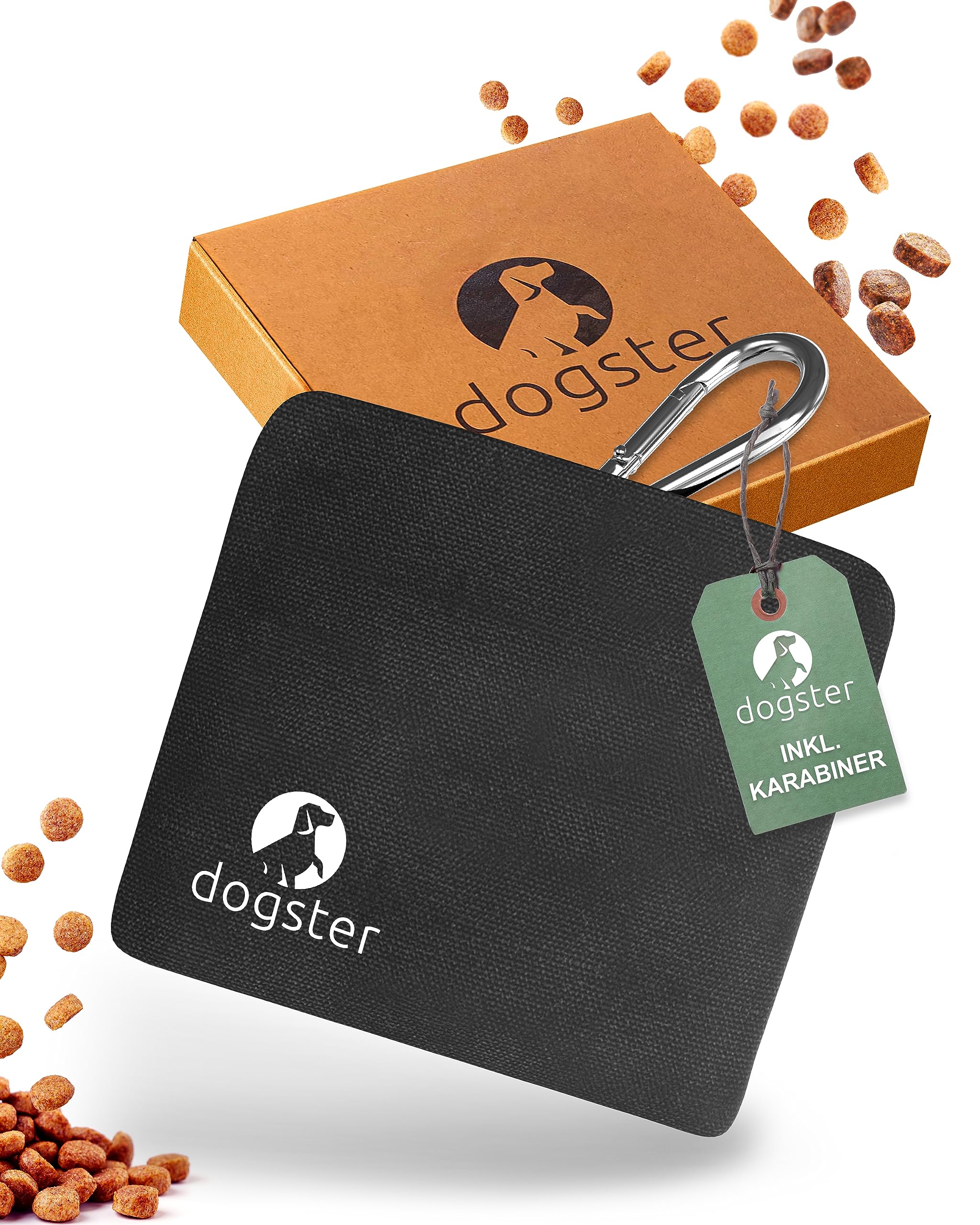 Dogster Black Dogster® Treat Bag For Dogs - Treats Always With You - Snack Bag - Quick Access To Reward - Includes Carabiner - Treat Bag
