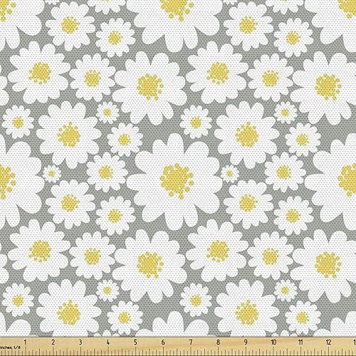 Miniatura 269 de Lunarable - Tela para amantes de perros de The Yard, patrón divertido de animales de dibujos animados en posiciones caprichosas estirando y Beige y