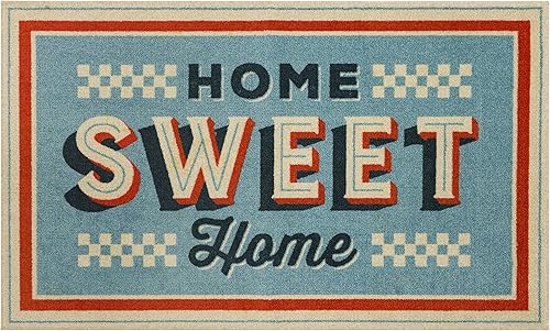 Mohawk Home Alfombra de cocina de verano lavable a máquina, Home Sweet Home, azul claro