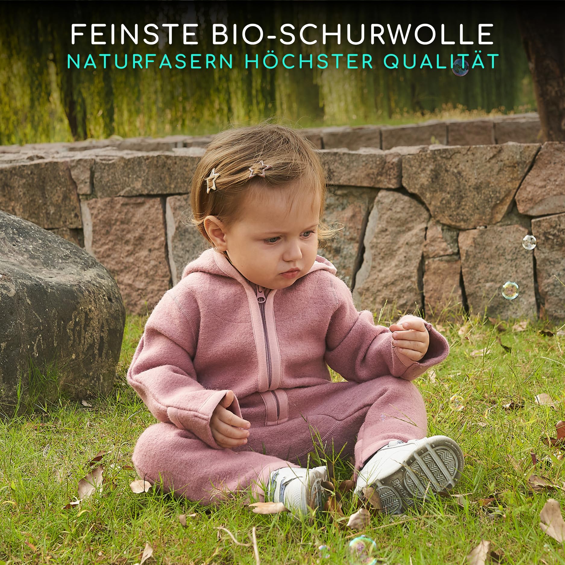 ALAVYA HOME® Baby Walkoverall aus 100% Bio-Schurwolle | Kuscheliger Wollfleece Walk Woll-Anzug für Kleinkind & Baby | Babyoverall für kalte Tage & Winter, Größen 62-104, mit Reißverschluss