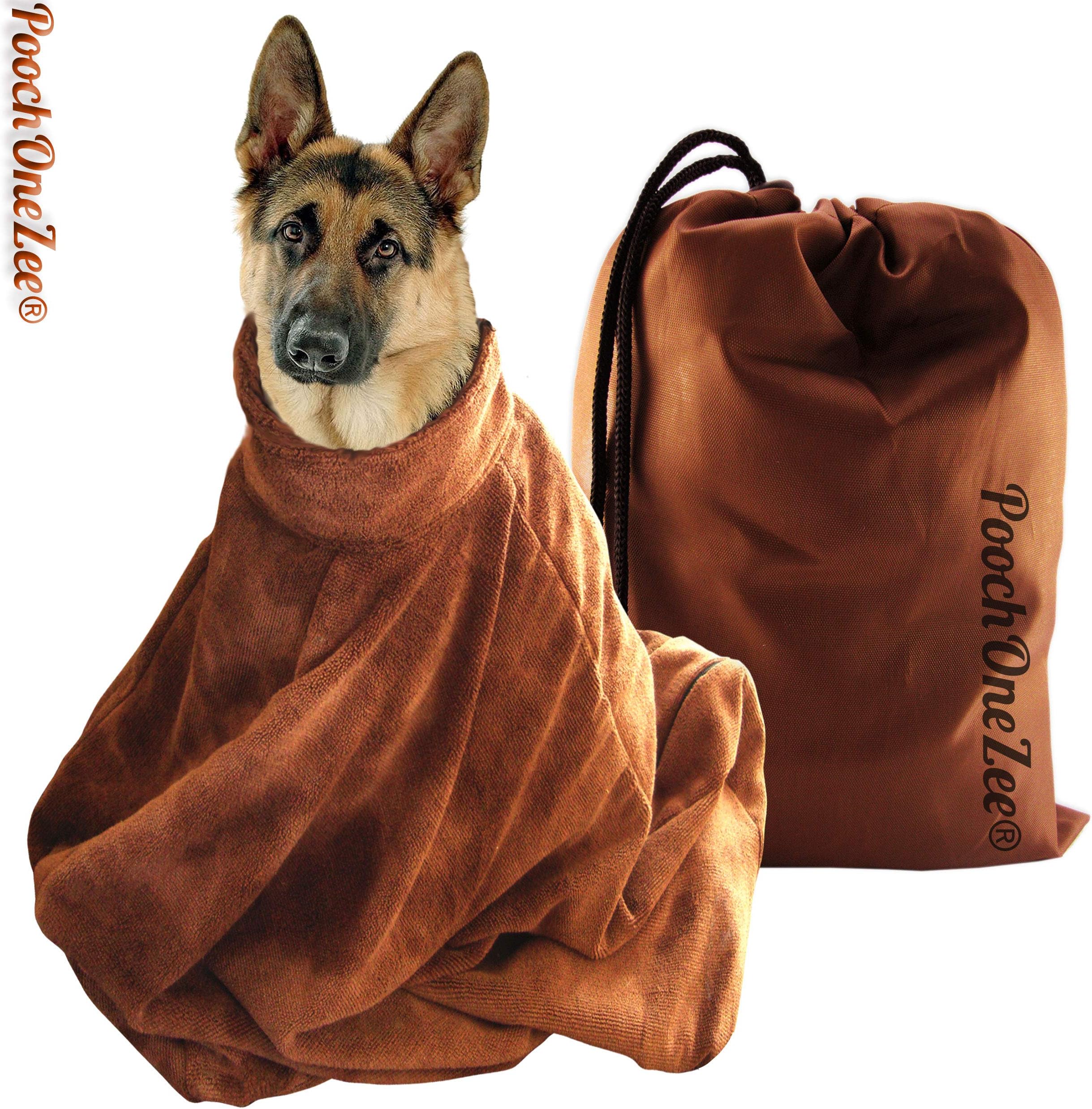 Cucaroot PoochOneZeeยฎ Dry Fast Dog Bag - Keep Water, Mud and Dirt Out of Your Home and Car - Super Absorbent Microfibre Zip Up Dog Bag - Thick Hook and Loop Neck Strap