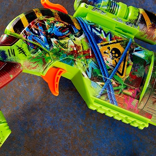 Miniatura 7 de NERF Zombie Driller Dart Blaster, 16 dardos Nerf Elite, cilindro giratorio de 5 dardos, alcance extraíble, juegos al aire libre, a partir de 8 años