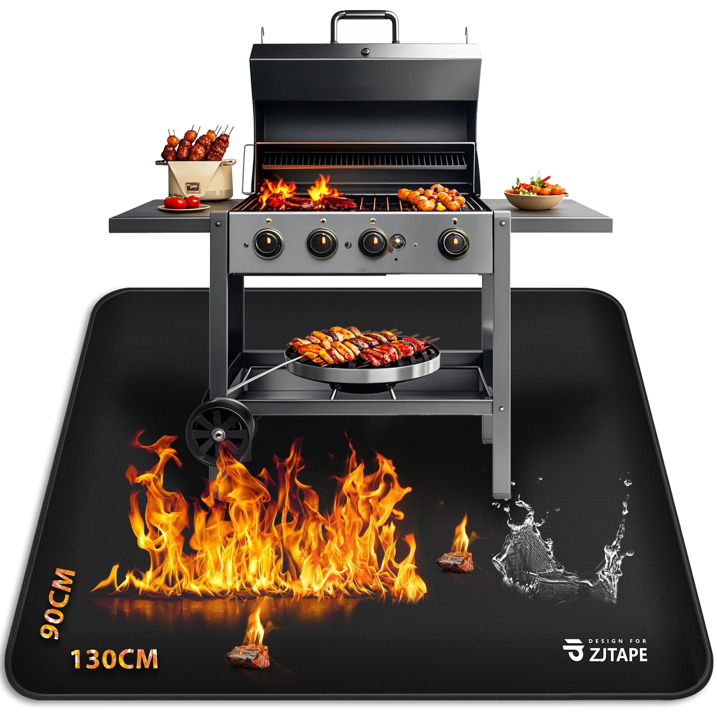 Tapis de barbecue en fibre de verre pour éviter les taches de graisse et brûlures de sol