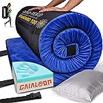 GAIALOOP 3 Inch Memory Foam Camping Mattress, Dual Layer Thick Sleeping Camp Pad for Car Tent Cot, Roll-Up Portable Glamping Floor Bed for Guests Sleepover[Kid: 62 * 23 * 3]