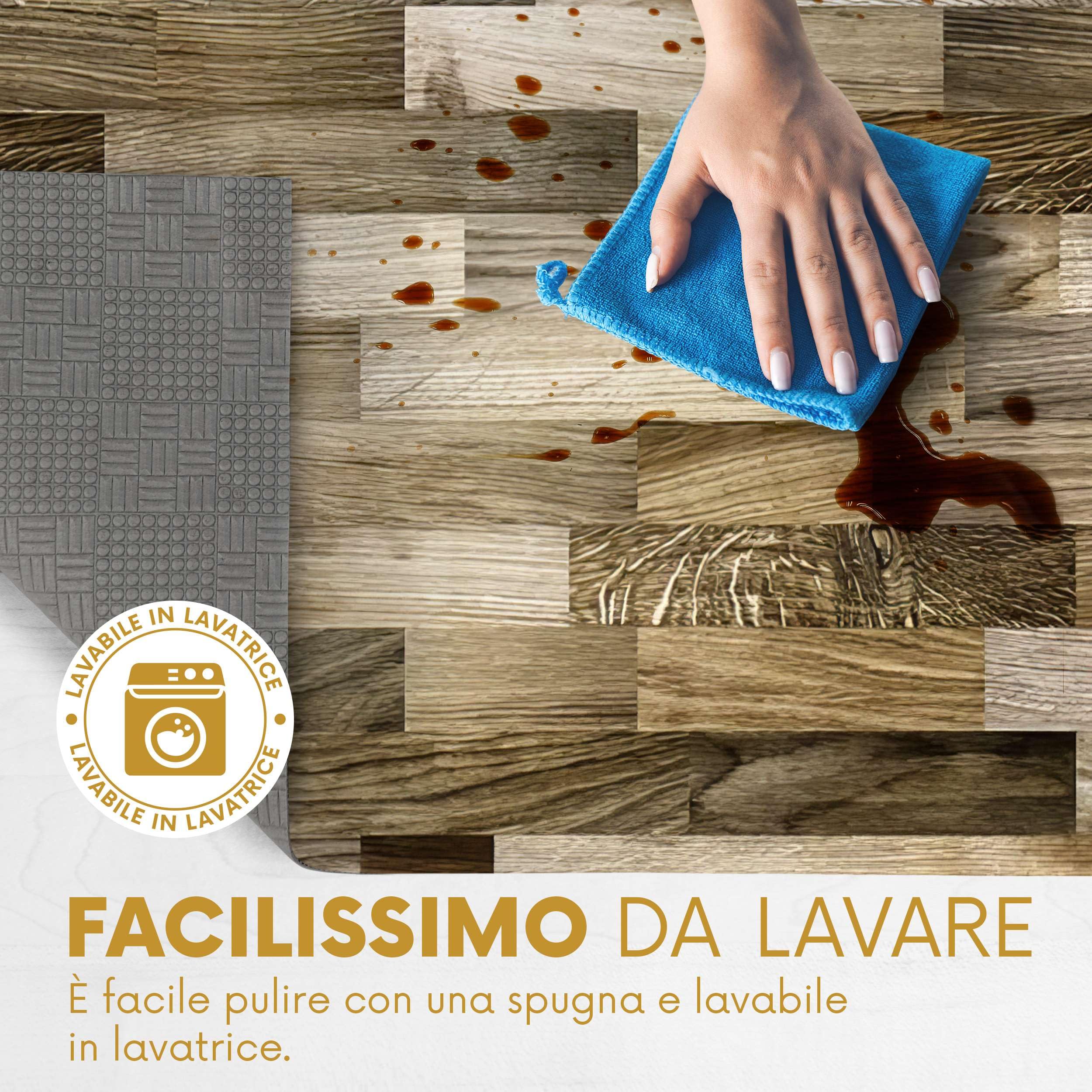 HomeLife Keukentapijt, antislip, wasbaar, van vinyl, 52 x 500 cm, gemaakt in Italië, vuilafstotend, van PVC, binnen en buiten, digitale druk, harten en bloemen, lange tapijtloper van rubber [500 cm