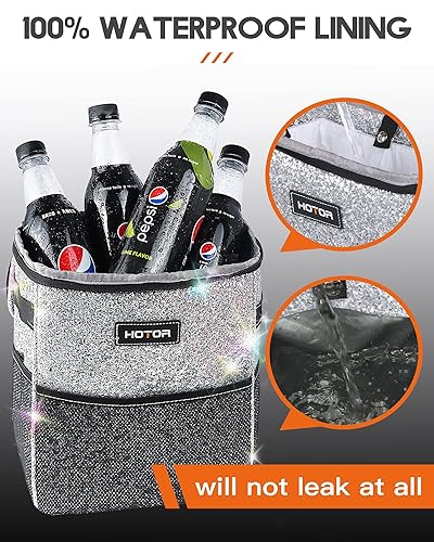 Miniatura 5 de HOTOR Basurero para automóvil con tapa y bolsillos de almacenamiento, organizador 100% a prueba de fugas, impermeable, contenedor de basura