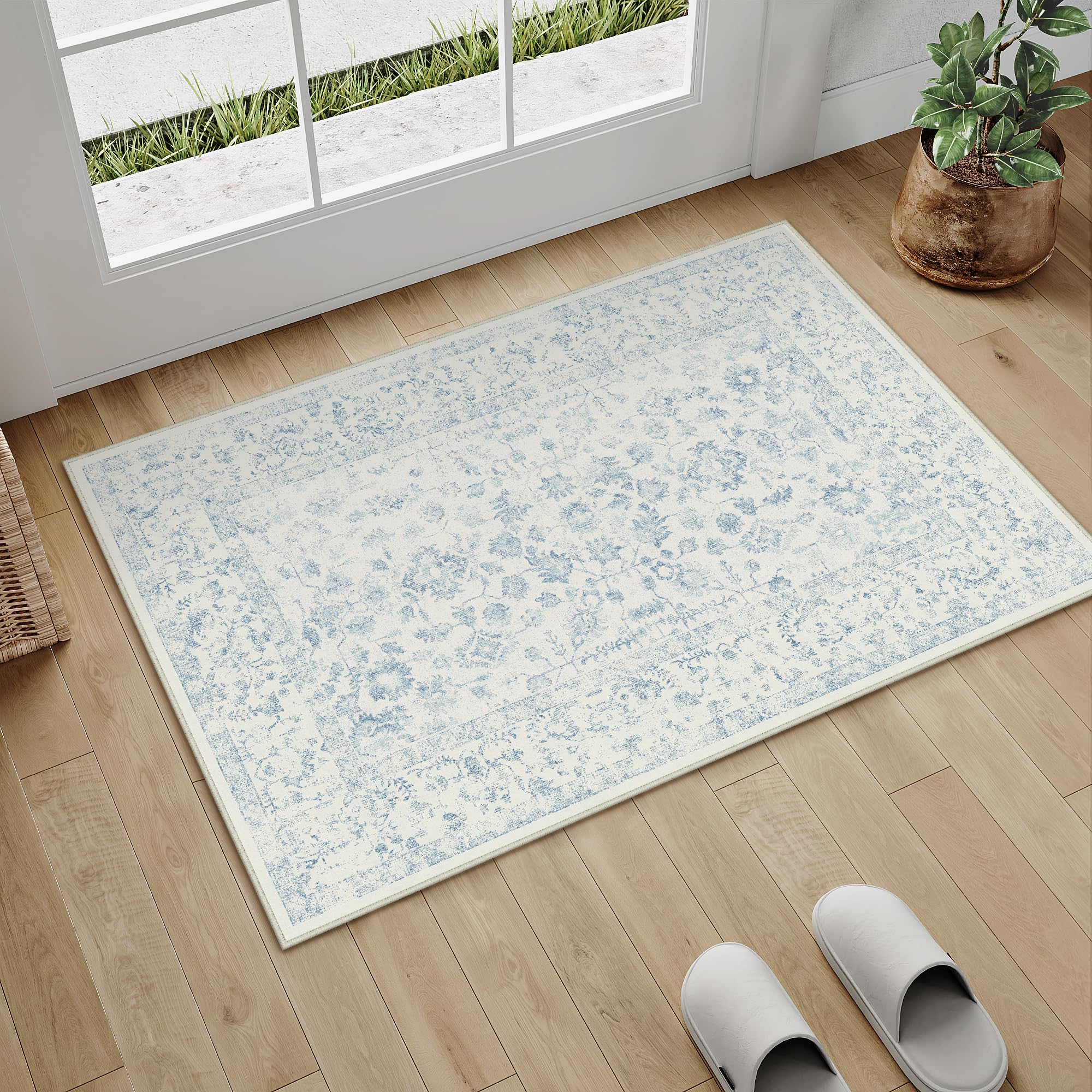 PureCozy Vintage Blue Area Rug 2x3