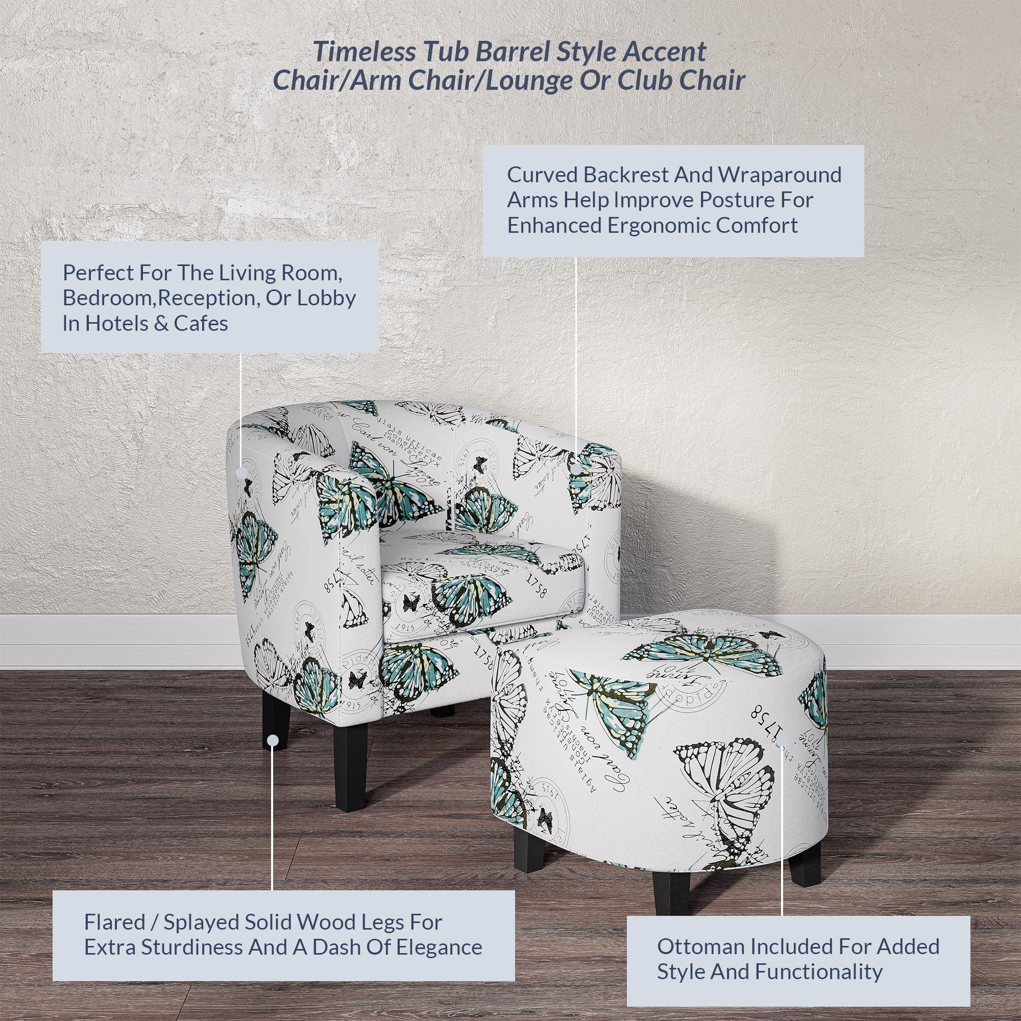 Amazon.com: BELLEZE Accent Chair with Ottoman Set, Modern