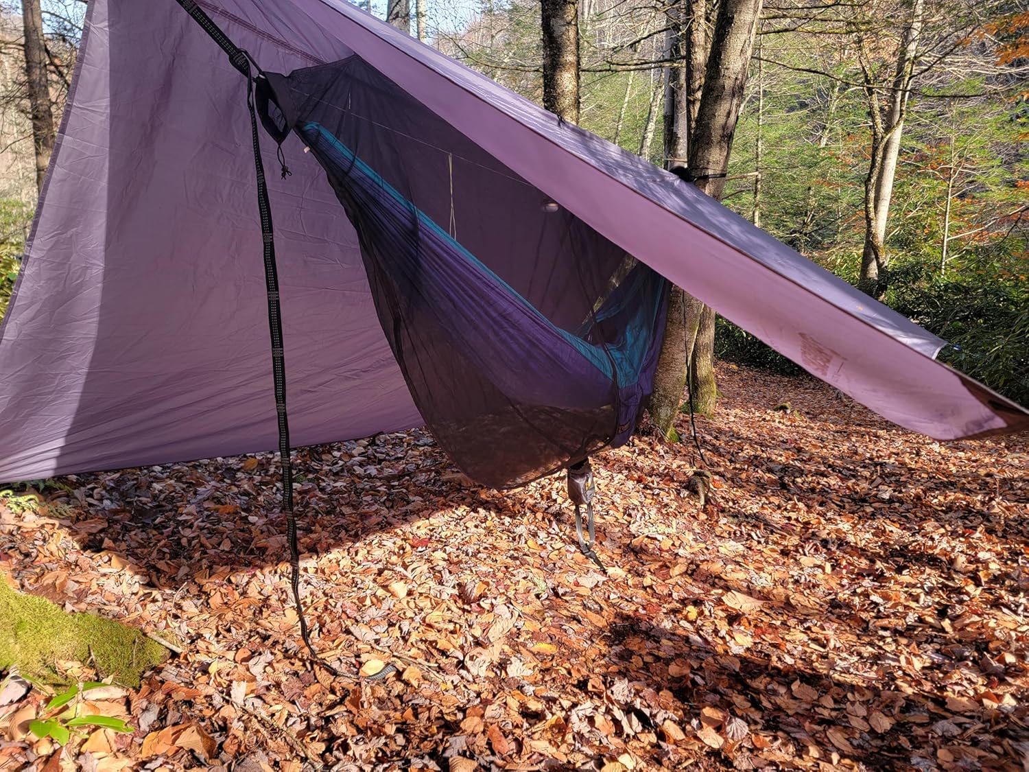 Camping Hammock Kit - XL Double Hammock with Rain Fly Tarp and Mosquito Net - 11ft Extra Long Hammock - 11ft x 11ft Hammock Camping Tarp - Lightweight Hammock Bug Net (Green)