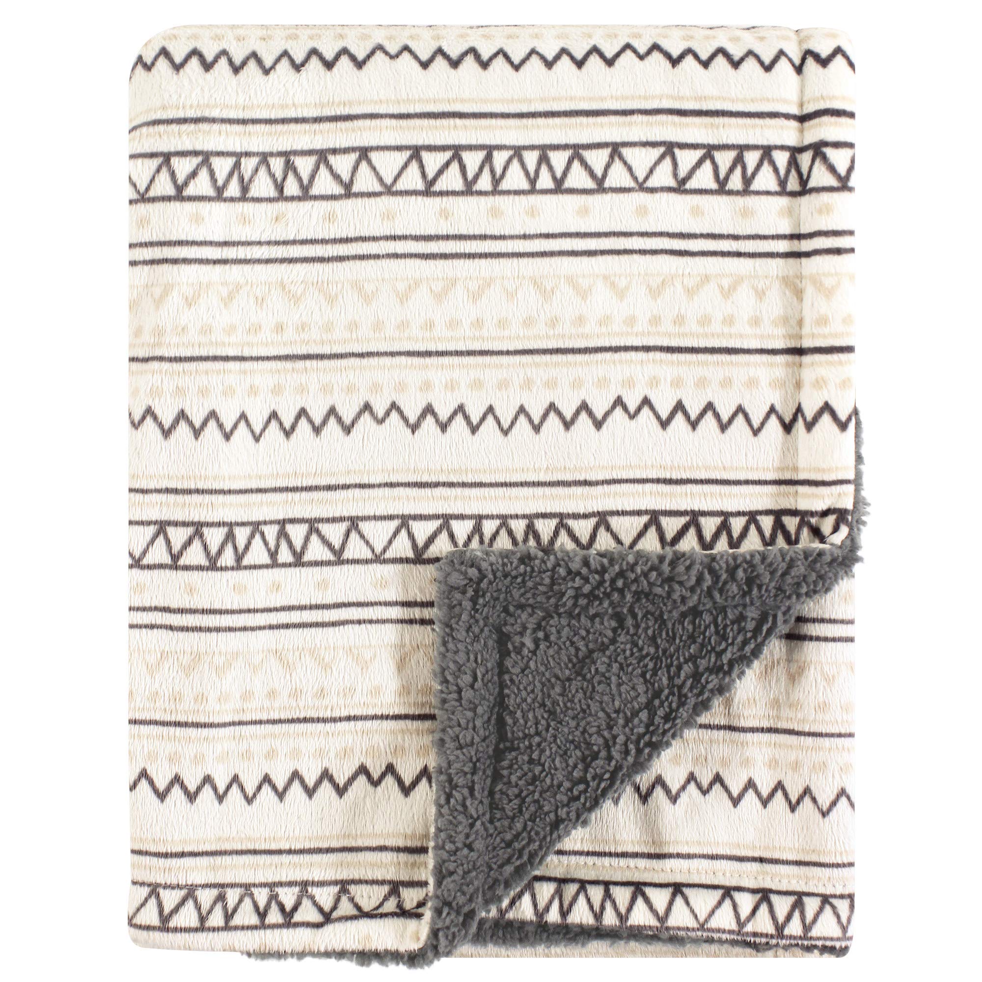 Hudson Baby Unisex Baby Plush Mink and Sherpa Blanket, Aztec, One Size